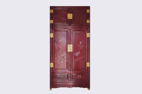 美兰高端中式家居装修深红色纯实木衣柜
