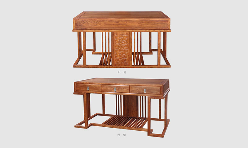 美兰 别墅中式家居书房装修实木书桌效果图