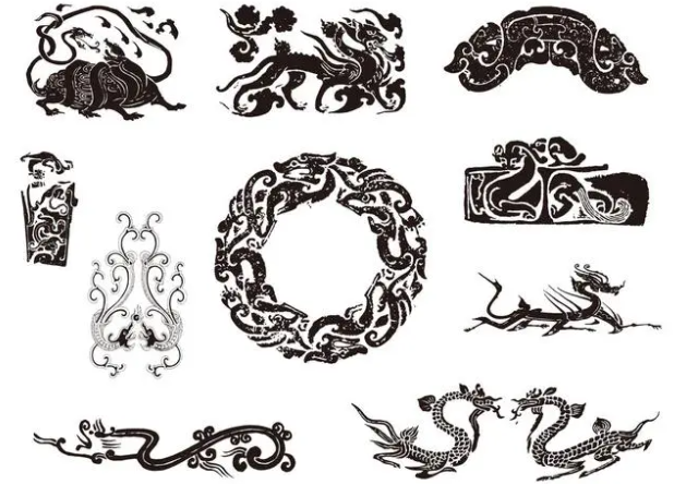 美兰龙纹和凤纹的中式图案